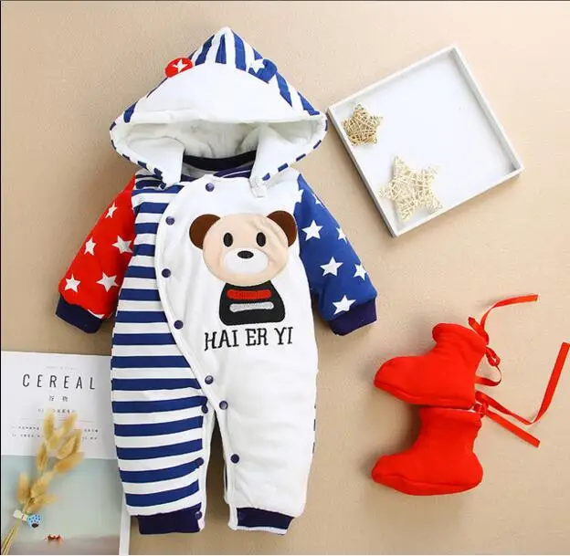 

newborn baby rompers winter toddler cotton warm long sleeve overalls for baby infant thick hoodies jumpsuits overalls clothing