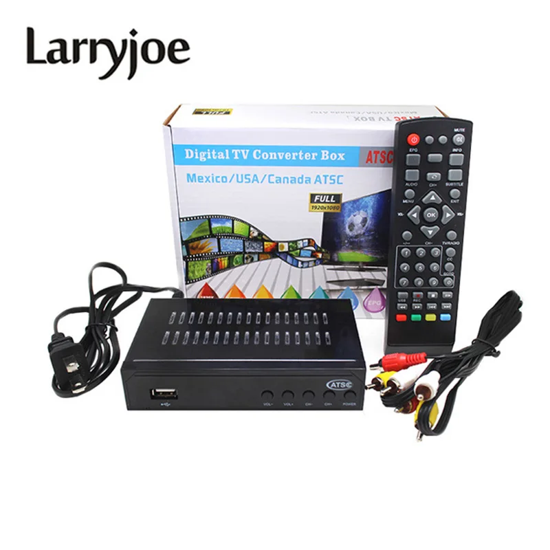 

Larryjoe 1080P ATSC Digital Analog Converter Terrestrial Broadcast TV Box Receiver Antenna USB Record Playback for USA/Mex/Can
