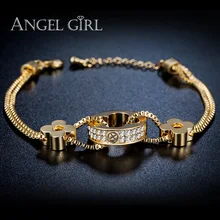 Angel Girl Новогодний подарок золото/позолоченный Элегантный браслет с прозрачным камнем модные ювелирные украшения и AAA+ CZ B19-601018