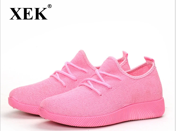 

XEK Women Sneakers Light Weight 2018 Woman Casual Shoes Slip On Lazy Shoes Comfortable Candy Color Breathable Net Shoe WFQ04