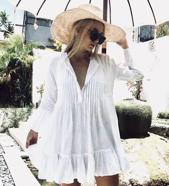 white cotton beach cover up