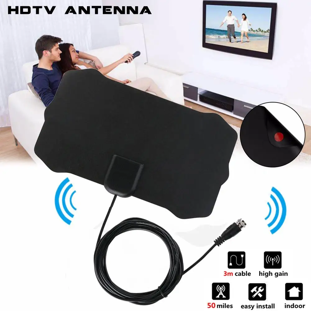 50 Miles 1080P Indoor Digital TV HDTV Antenna Signal Receiver TV Radius Surf Fox Antena Amplifier Mini DVB-T/T2 Aerial UHF VHF