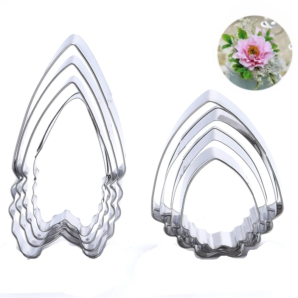 

4pcs/lot Heart Peony Flower Cake Mold Stainless Steel Fondant Sugarcraft Cookie Biscuit Cutter Xmas Cake Decorating Mold
