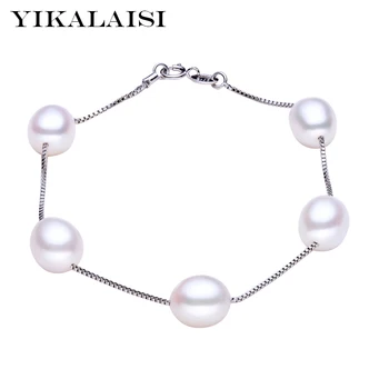 

YIKALAISI 925 Sterling Silver jewelry Charm Bracelet Pearl JewelryBracelet 100% real Natural Pearl Bracelet For Women