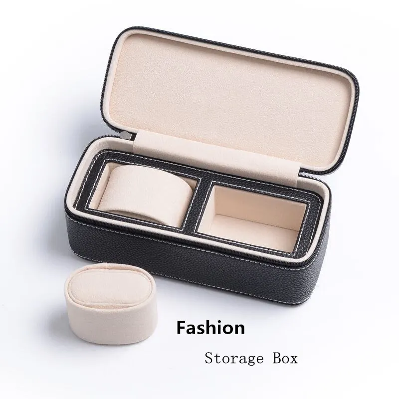

Top 2 Slots PU Watch Box Black Mechanical Mens Watch Storage Box New Women Jewelry Case Travel Package Watch Case W025