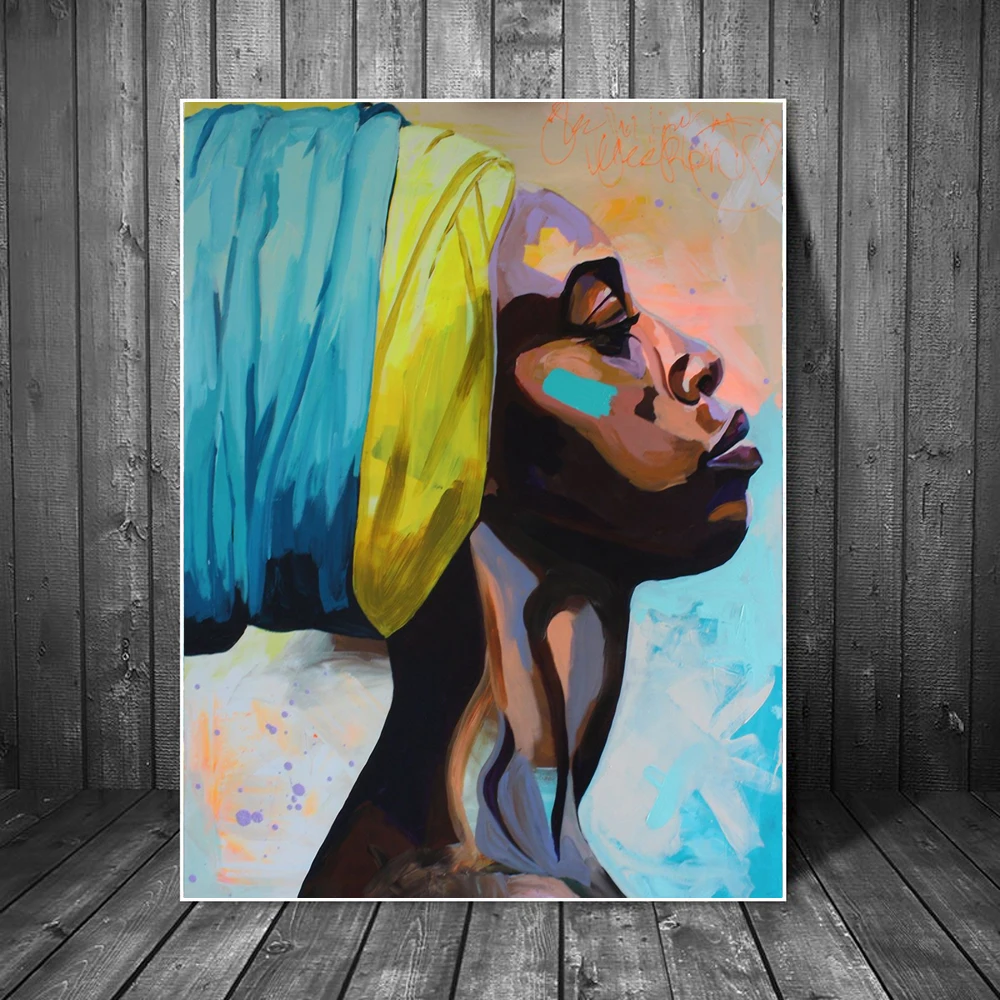 Абстрактные африканские женщины холст картины плакаты и принты современный портрет черной женщины стены искусства холст картины Домашний декор