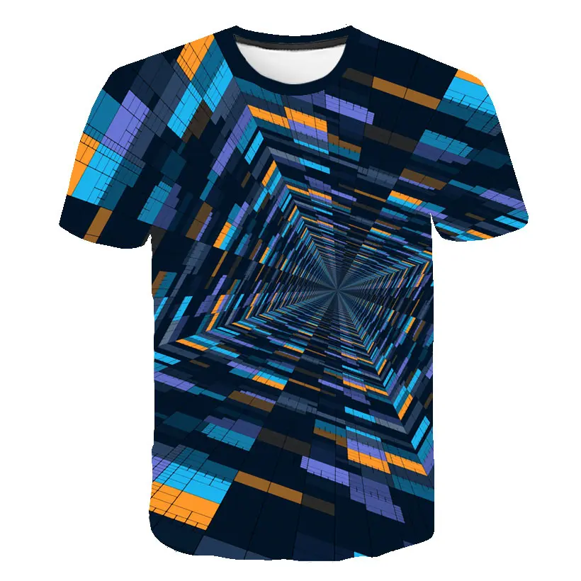 

TUNSECHY Summer New 3D T Shirt Print Geometry Triangle Space Galaxy T-Shirt Men/Women Round Neck Casual Tshirt Hip Hop Tops