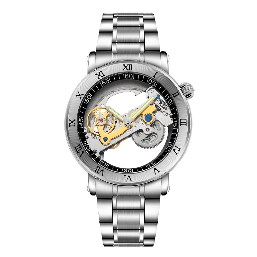 

automatic mechanical watch double-sided hollow steel tide male table 30 meters waterproof men's watches