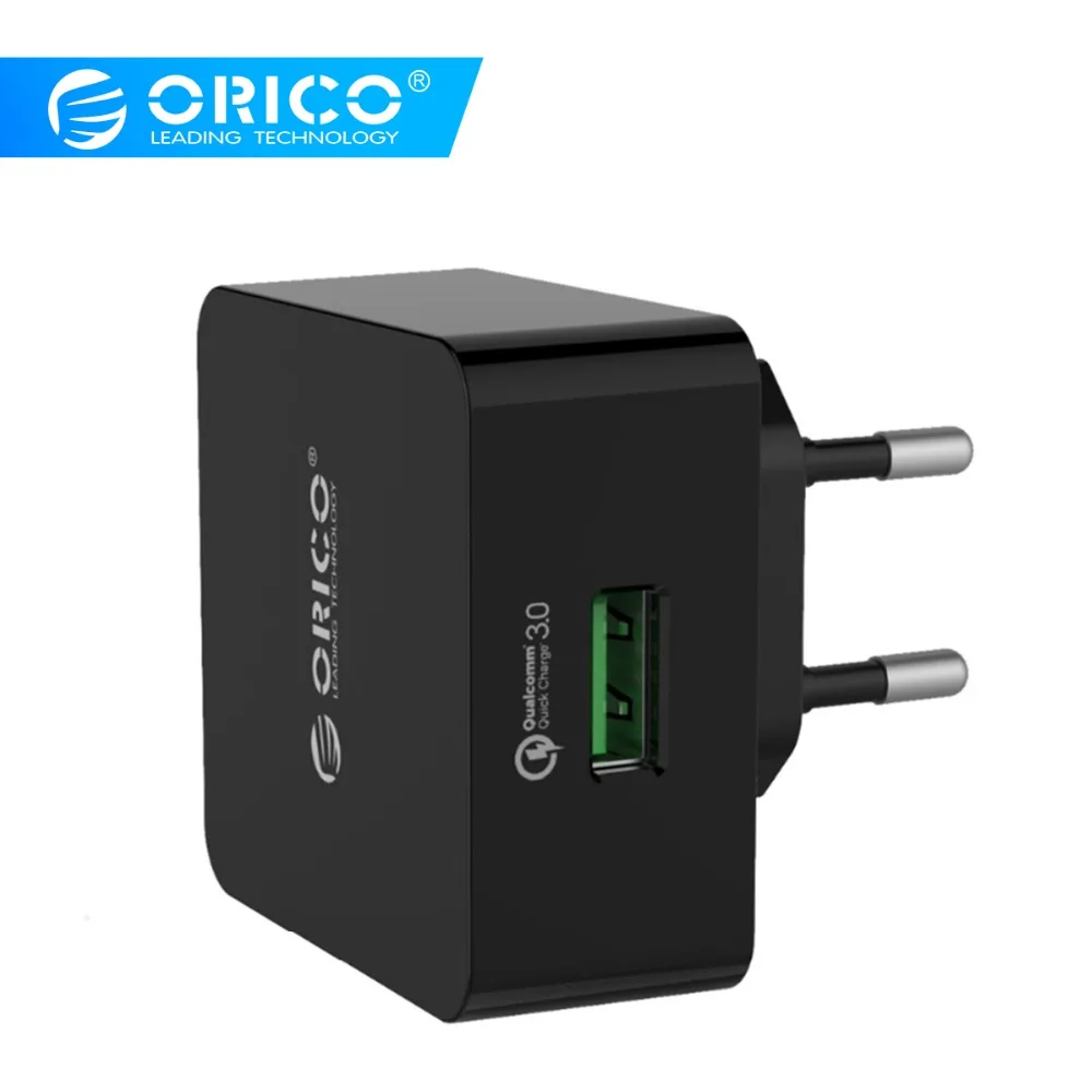 ORICO QC зарядное устройство для телефона Quick Charge 3,0 18 Вт Быстрое USB зарядное устройство для iPhone XS samsung S10+ Xiaomi huawei с бесплатным микро USB кабелем