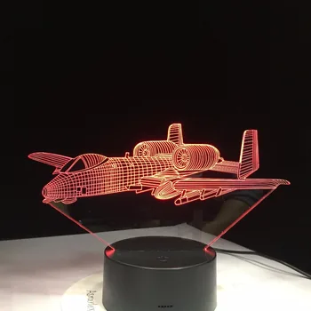 

War Plane Fighter 3D LED Night Lights Colorful Table lamp Multi Colors Military Jet Plane Aircraft with USB Power Decor Gift