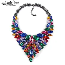 2016 Color Cristal Gema de Lujo Nupcial En Forma de V de Boda Rhinestone Caliente Completo Maxi Collar Collar Llamativo Collar y Pendants0120