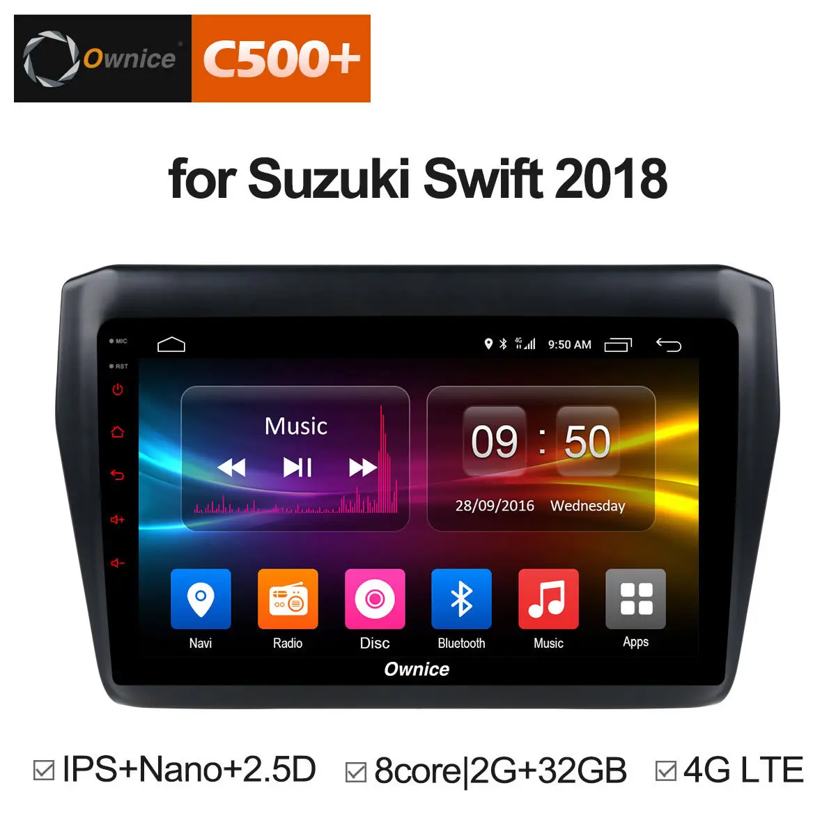 Ownice C500 + G10 Android 8,1 автомобильный dvd для Suzuki Swift 2018 стерео gps-навигация автомобиля радио USB 2 Din аудио видео плеер 4G LTE