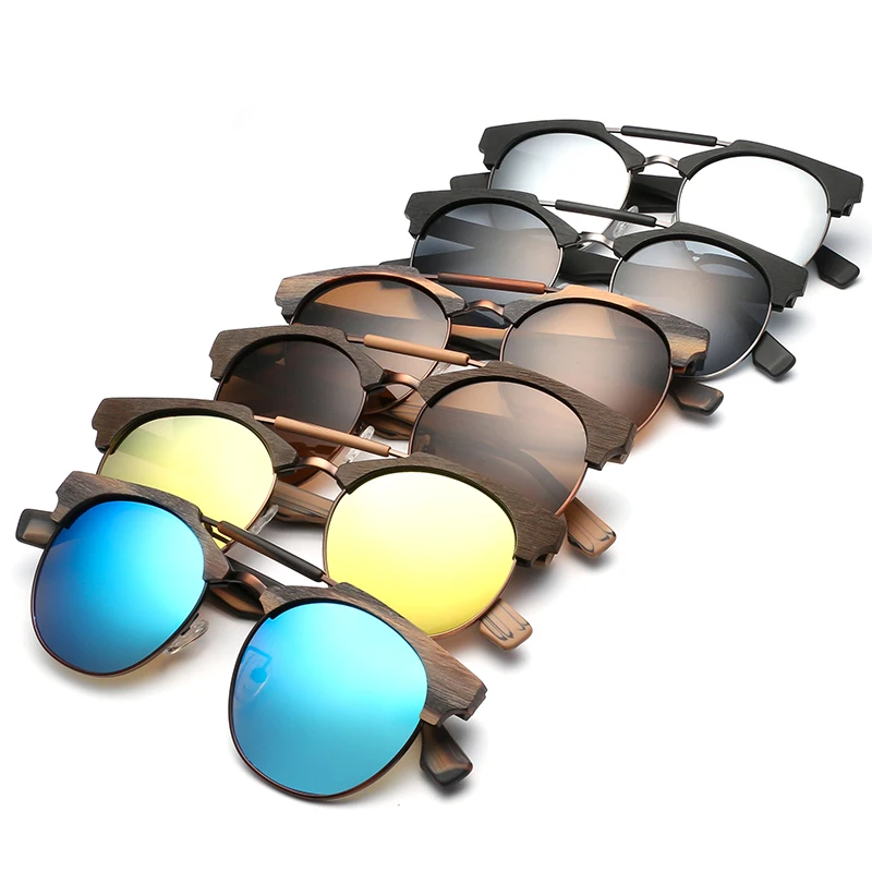 Ацетат древесины классические солнцезащитные очки Для мужчин Для женщин UV400 Солнцезащитные очки Мужские Женские Винтаж очки