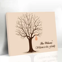Обрамленная Свадебная Гостевая книга отпечаток пальца дерево Семья reunion Keepsake индивидуальные подарки имя и Дата холст печати принадлежности