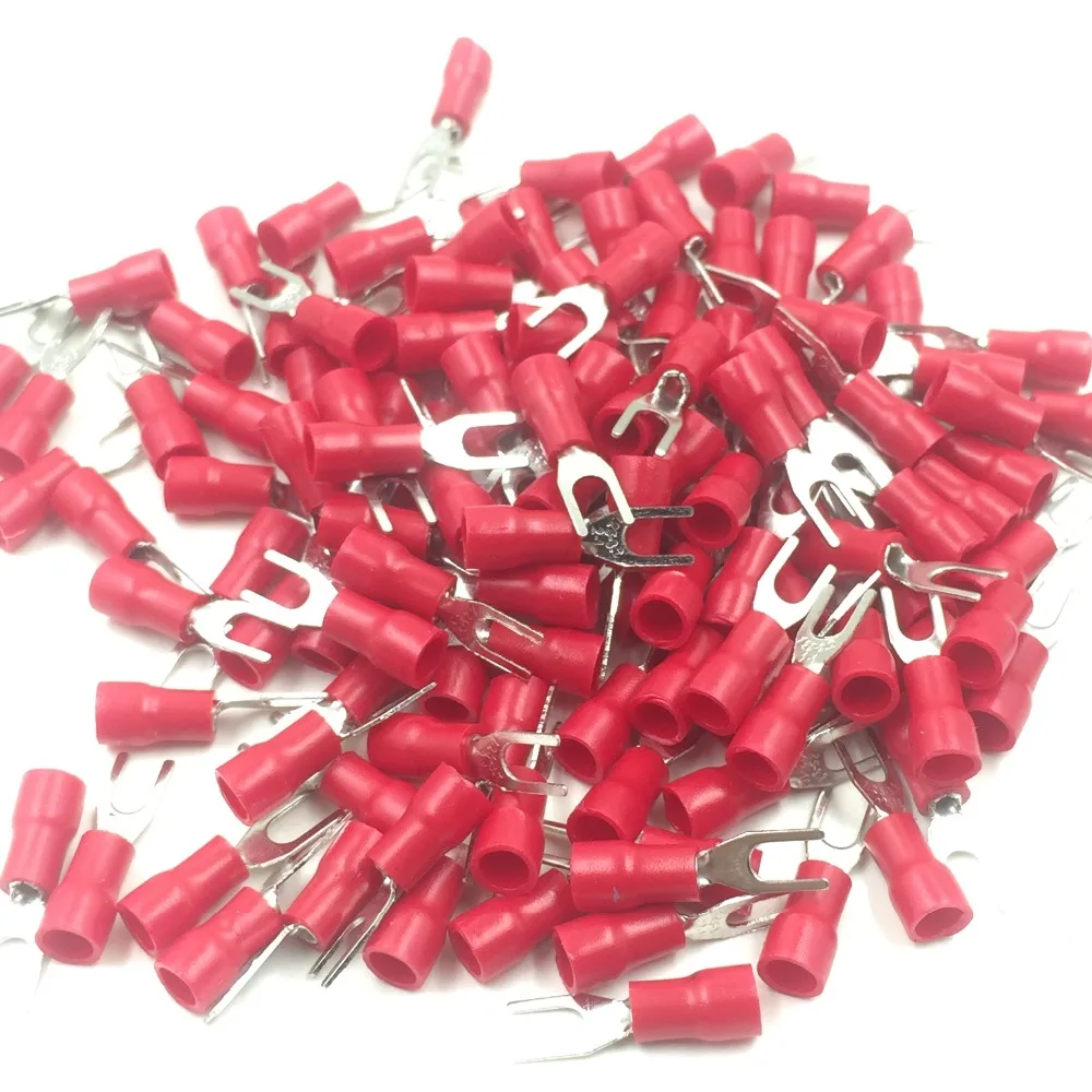 1000 Pcs SV1.25 3.2 AWG 22 16 Red Pre Insulated Fork Terminals
