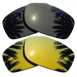 Черный и 24 К Золотые Зеркальные Поляризованные замены линзы для Fives Squared кадра 100% UVA и UVB