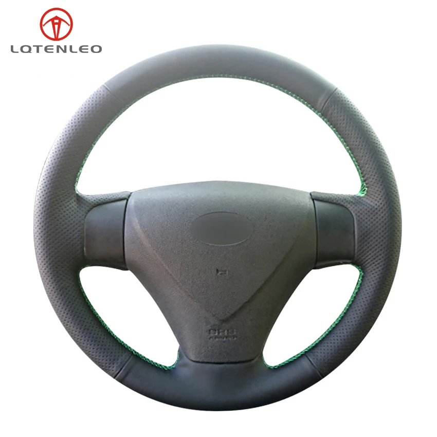 

LQTENLEO Black PU Artificial Leather Car Steering Wheel Cover For Hyundai Accent 2006-2011 Getz 2005-2011 Kia Rio Rio5 2006-2009