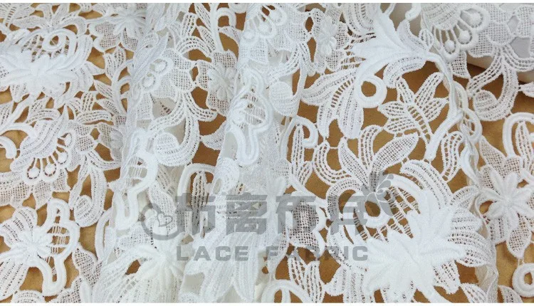 Распродажа! 120 см широкая белая вышивка водорастворимый вырез Кружевная Ткань для платья рубашки одежды Свадебные украшения