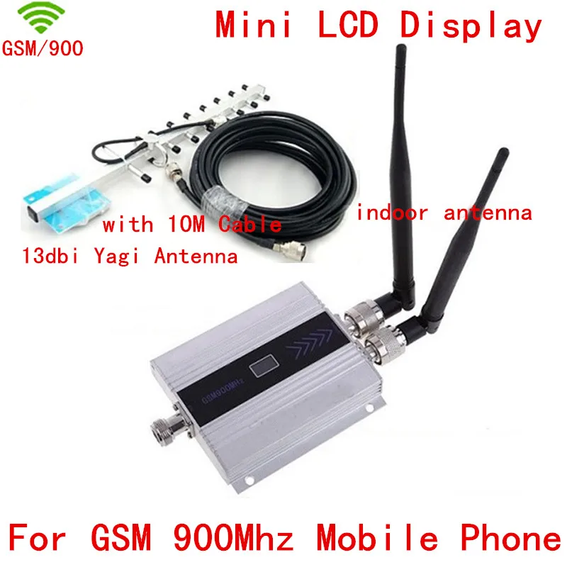 Мобильный GSM ретранслятор сигнала Сотовый усилитель сигнала GSM с 2 шт. комнатная антенна+ 13db yagi антенна GSM усилитель сигнала ЖК-дисплей