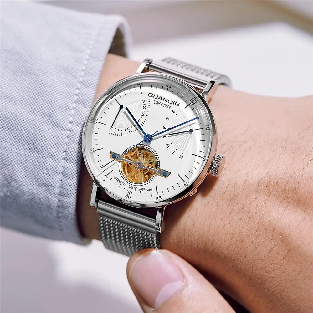 Reloj Hombre 2019 GUANQIN التلقائي الميكانيكية ووتش الرجال الفاخرة حذافة الفولاذ المقاوم للصدأ للماء الساعات Mekanik كول الساعاتي Reloj Hombre 2019 GUANQIN التلقائي الميكانيكية ووتش الرجال الفاخرة حذافة الفولاذ المقاوم للصدأ للماء الساعات Mekanik كول الساعاتي