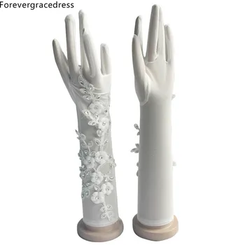 

Forevergracedress Romantic White Ivory Bridal Gloves For Wedding Bride Cheap Lace Applique Accessories ST04