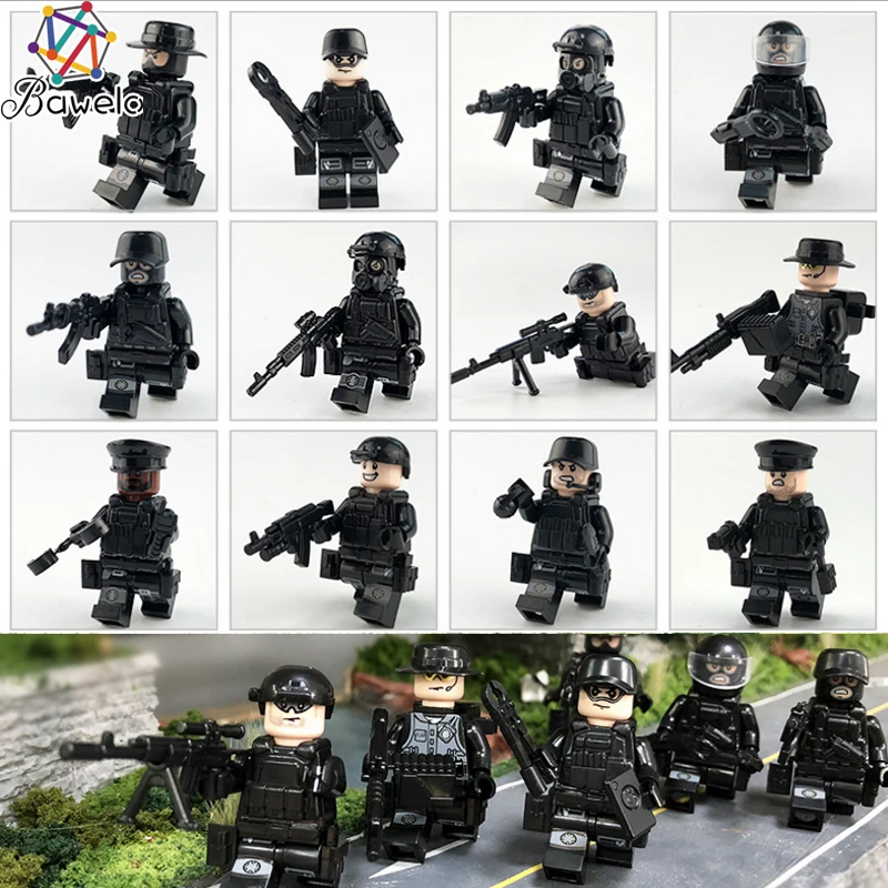 

Military Series Soldier Action Figures With Guns Weapons Ww2 Compatible Legoings SWAT Armed Forces Building Blocks World War toy