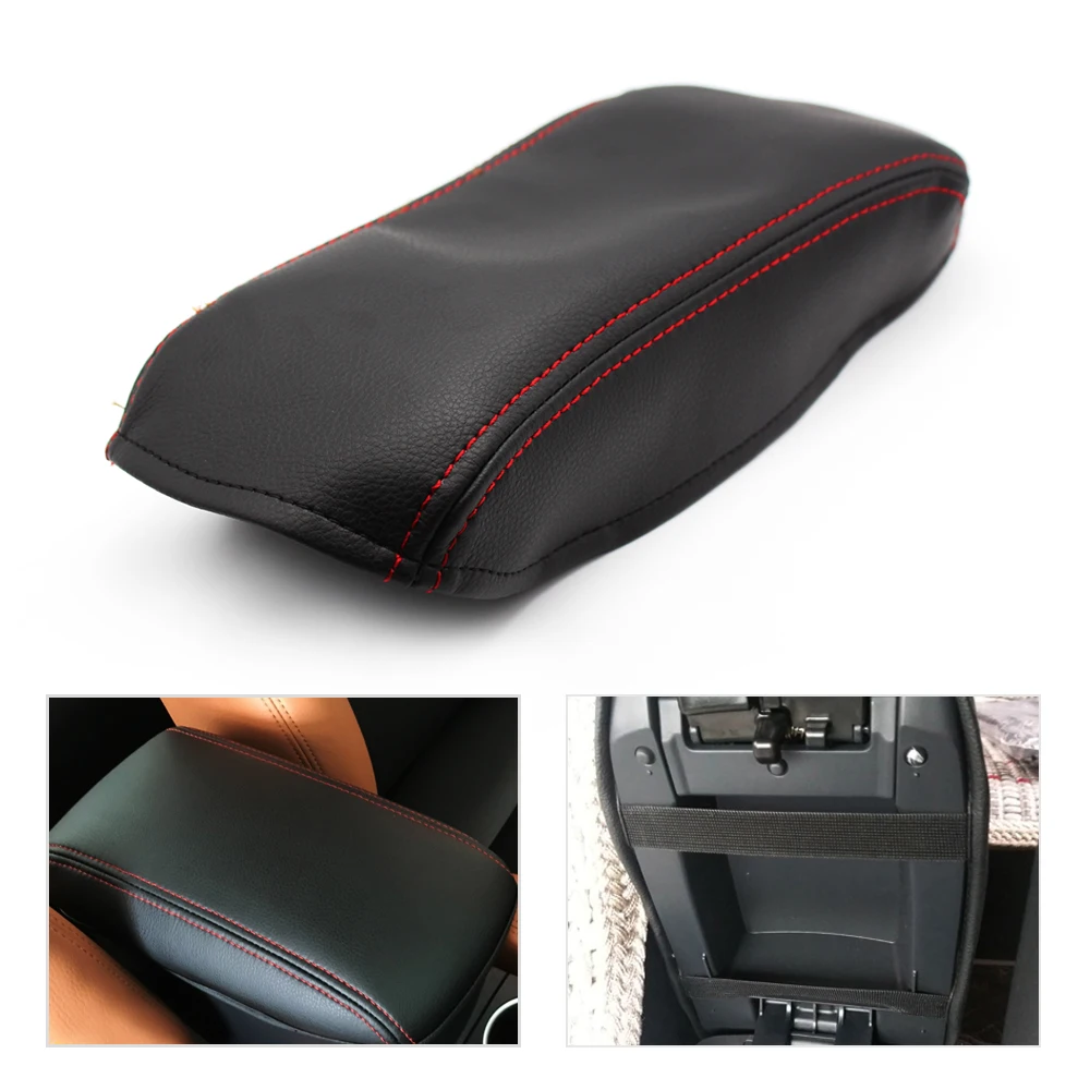 

Car Center Console Armrest Box Cover Microfiber Leather With Red Stitching Protection Pad for Toyota Corolla 2014 2015 2016 2017