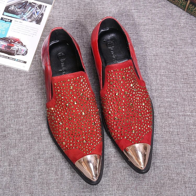 Freies Eisen Männer As as Verschiffen Schuhe Oxfords Strass schwarz Bräutigam Echtwildleder Shown Weiß Hohe Shown Hochzeit Für rot Qualität Kopf Sq607gwgx