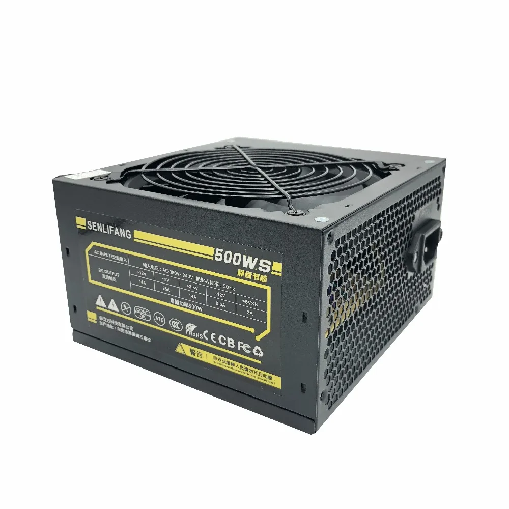 500 W ماكس الصامتة امدادات الطاقة ل 180 V-240 V الأحمر ريشة مروحة PC سطح المكتب وحدة إمداد الطاقة للكمبيوتر PSU PFC