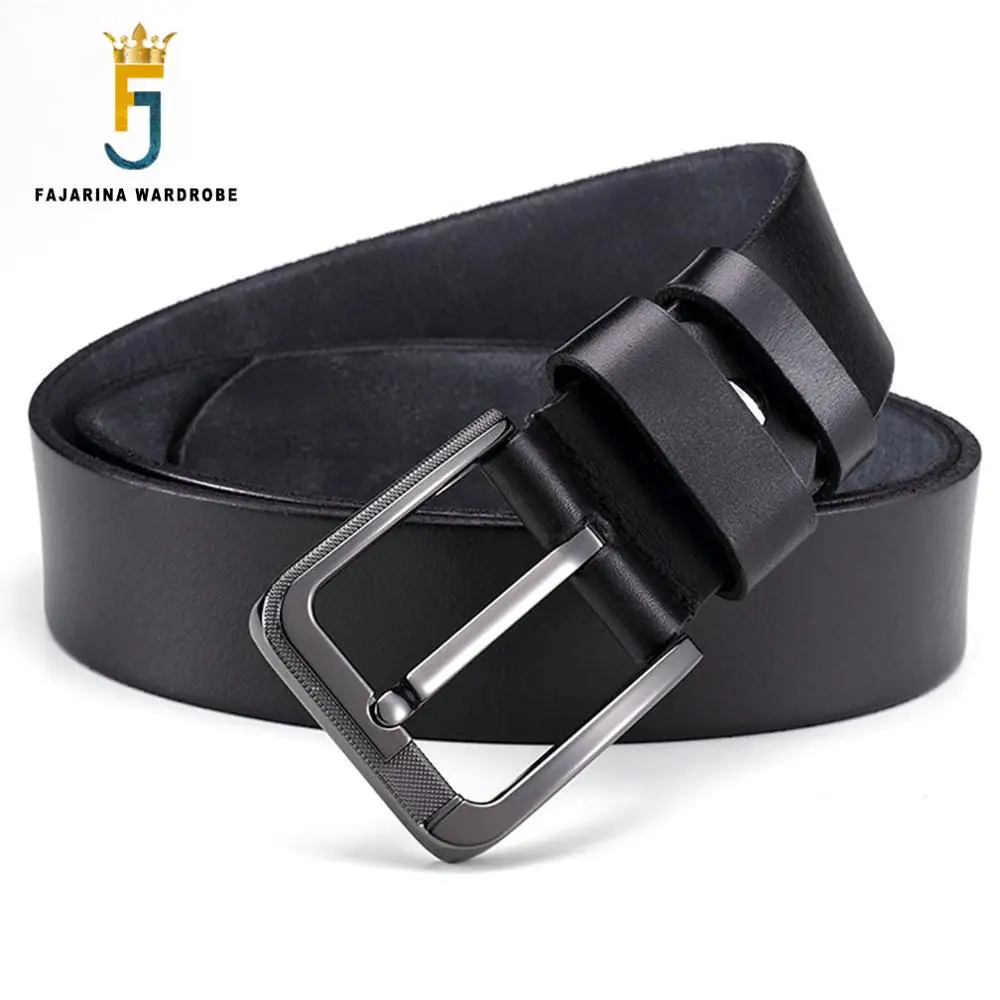FAJARINA Top Quality Solid Layer Cow Skin Leather Retro Style Belts font b Men b font
