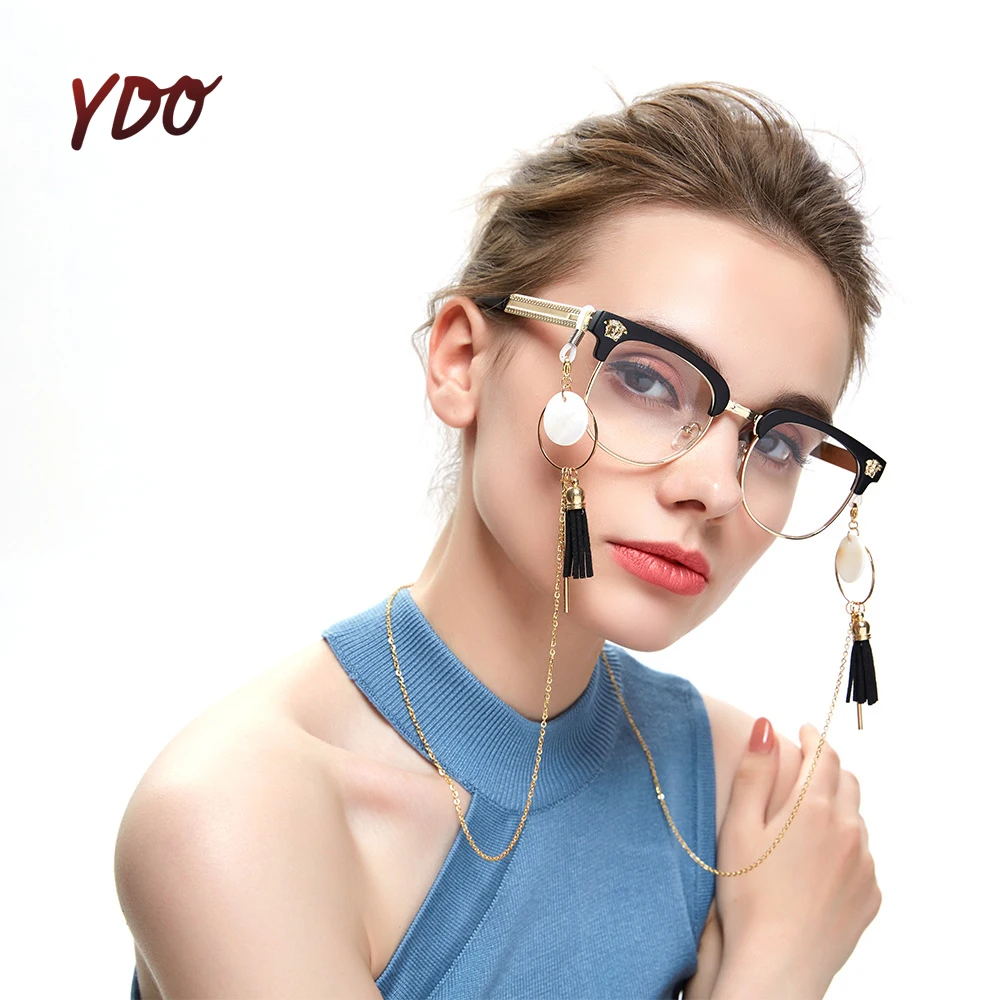 YDO цепочка для очков для чтения, винтажное кружево для очков, шнур для очков, нескользящая металлическая медная цепочка, кисточки для очков