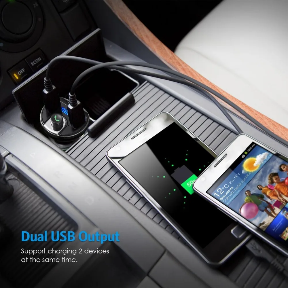 ANLUD Bluetooth FM Transmitter Wireless MP3 Player Radio Transmitter Car Charger with Dual USB Ports HandsFree Bluetooth Car Kit