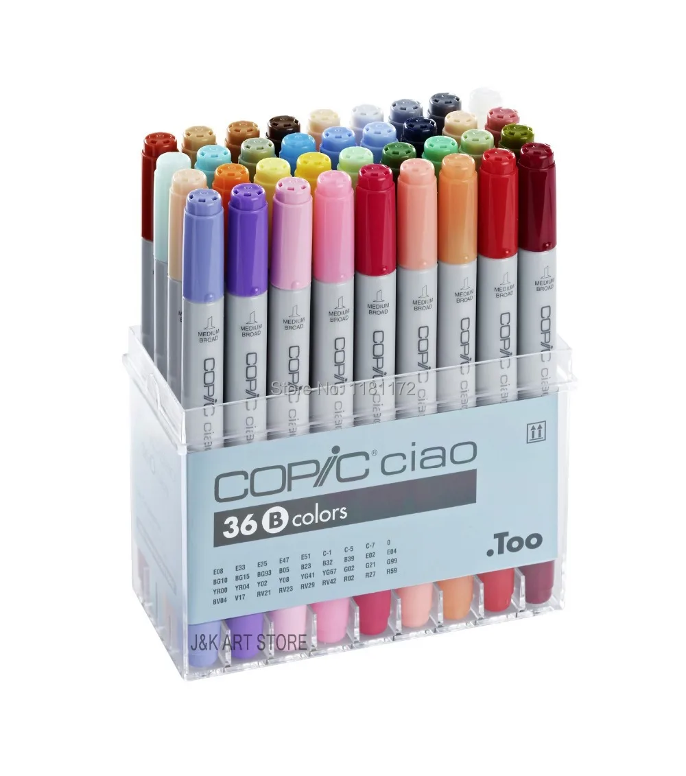 Copic Ciao Double Ended Markers,36 color set Bin Art Markers from