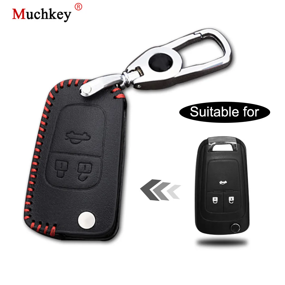 

3 Button Leather Car Key Case Key Fob Cover Keychain For CHEVROLET Sail Aveo Cruze Epica Malibu Spark Captiva Trax