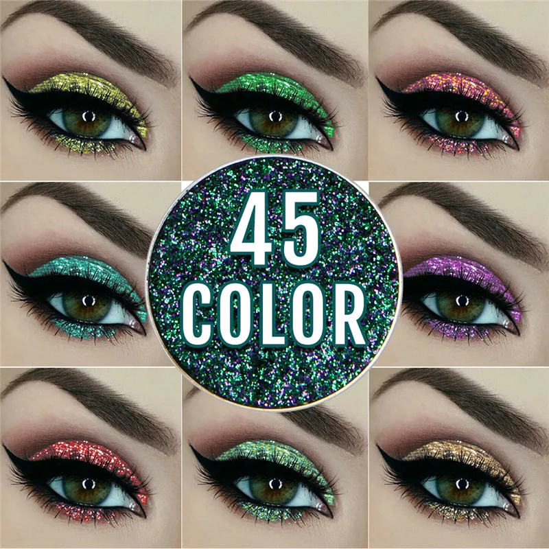 

45 Colors Beauty eye shadow Professional diamond shinning 3D eye shadow powder Waterproof long lasting makeup eyeshadow glitter