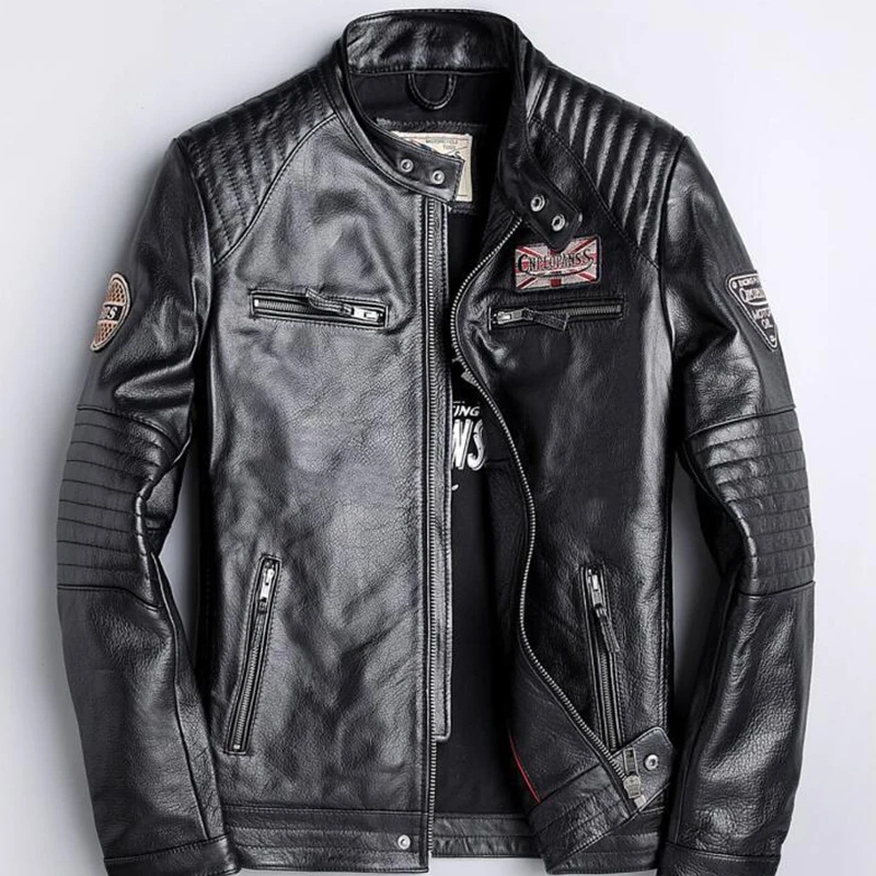 

Winter Men's Genuine Leather Jackets For Men Motorcycle Flight Pilot Bomber Jacket Natural Real Leather Male Coat 2019