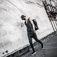 Костюмы без рукавов, брюки, комбинезоны, мужской корейский стиль, Летний стиль, на молнии, ди-джей в ночном клубе, мужские брюки