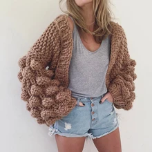 Зимний весенний женский модный длинный вязаный кардиган с рукавом-фонариком, Женский вязаный Повседневный теплый кардиган, шаль, свитера