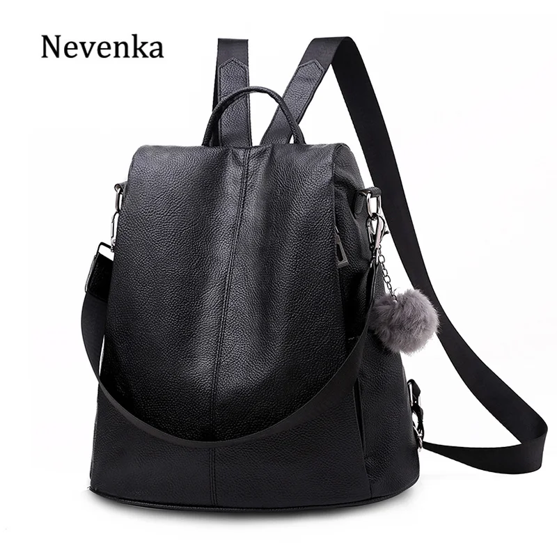 Nevenka Black Backpack Women Leather Backpacks Female Large Backpacks Travel Daypacks Girls Backpack School Bag for Women 2019