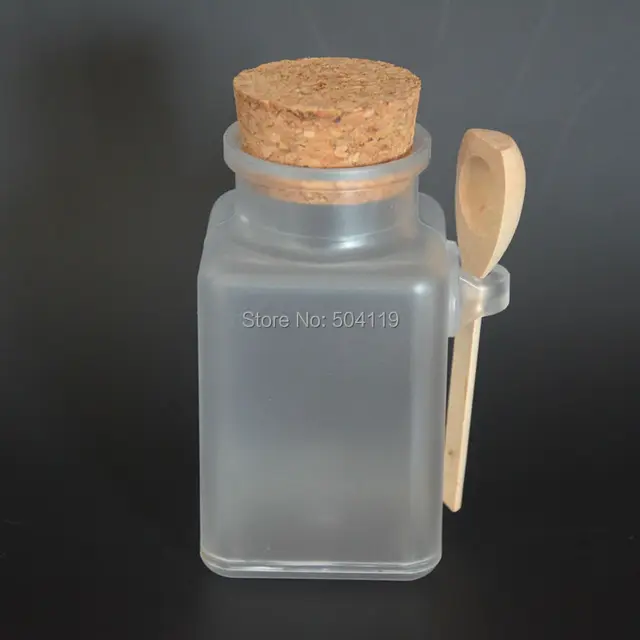 200G ABS Square Bath Salt Bottle 200ml Powder Plastic Bottle with Cork