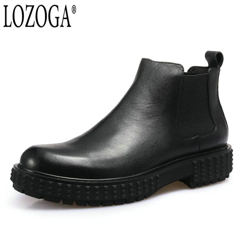 LOZOGA New Men Boots Genuine Leather Italian Black Luxury Fashion Boots Handmade Man Ankle Chelsea Boots Top Quality Brand Shoes LOZOGA New Men Boots Genuine Leather Italian Black Luxury Fashion Boots Handmade Man Ankle Chelsea Boots Top Quality Brand Shoes