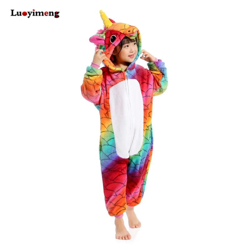 Wintrer Onesie Kids Kigurumi Аниме Blnaket пижамы единорог для девочек мальчиков Детский комбинезон Единорог Детские костюмы панды - Цвет: fish scale white