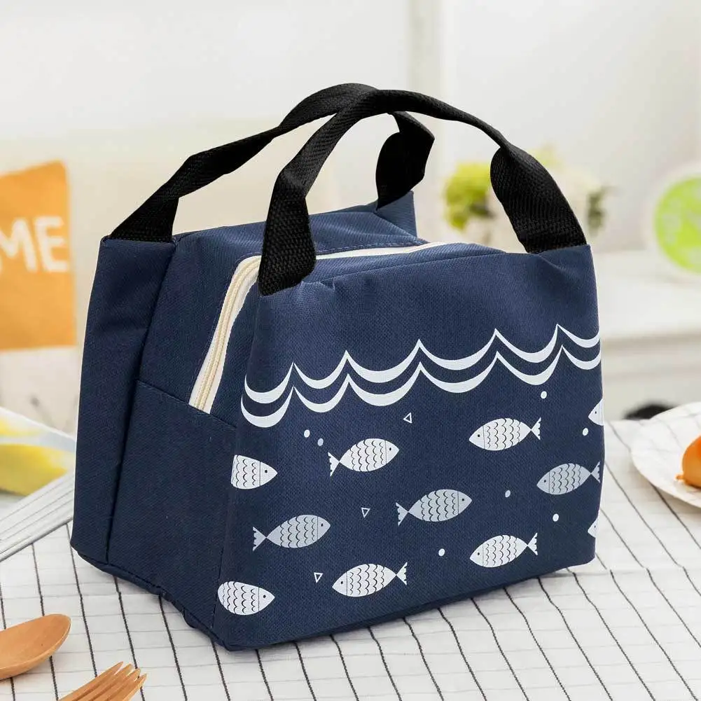 carton fish navy Портативный изолированный термохолодильник Bento Ланч-бокс сумка для пикника Сумка для хранения сумки для ланча - Цвет: carton fish navy