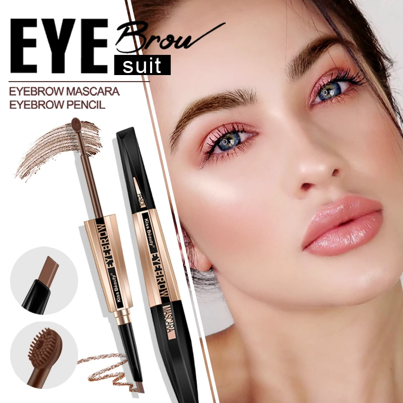 Карандаш для бровей Kiss beauty с двойным концом Водостойкая тушь жидкий гель