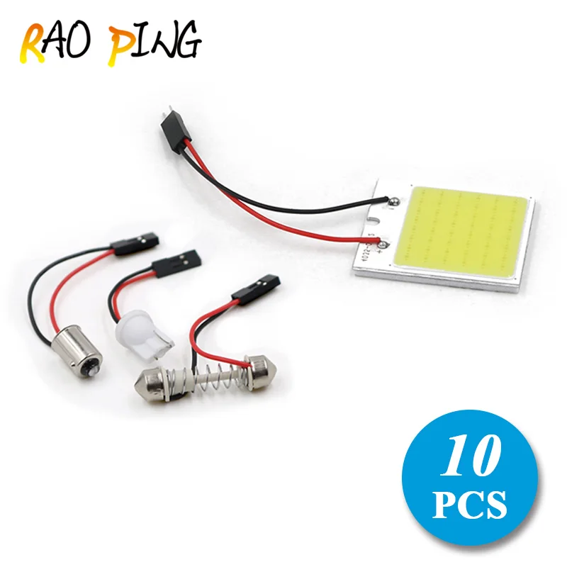 

10PCS T10 led Car Interior reading light C5W cob led 48SMD Festoon BA9S Auto Panel Map Dome Lamp Bulb Festoon 3 Adapter 12V bulb