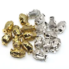 Atacado tamanho misto 20 pçs/lote sorriso buda cabeça tibetano prata cor metal encantos dourado espaçador contas para fazer jóias