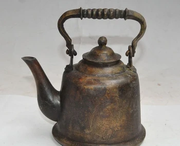 

Free shipping china fengshui bronze phoenix bird beast flower statue Rice wine Tea Pot Flagon