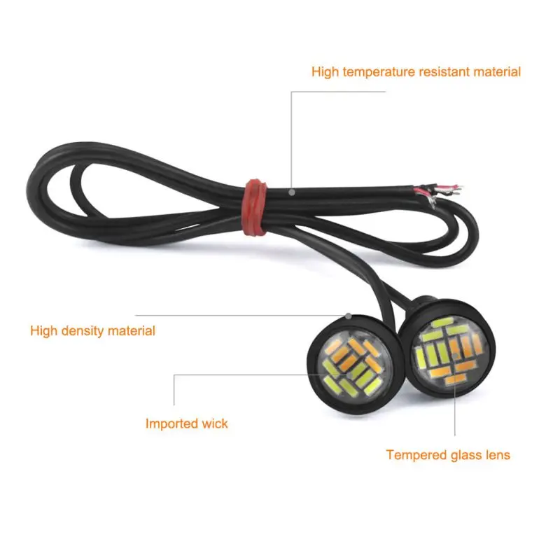 

2Pcs Eagle Eye Car Led Light, Car Waterproof Reversing Light 12 Lights Yellow And White Two-Color