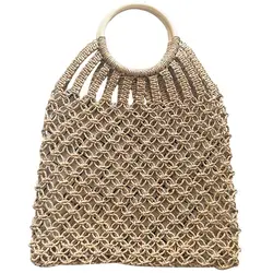 Плетеный мешок летняя модная Натуральная женская сумка для рук пляжные уличные дорожные сумки ручной работы сумочка из ротанга