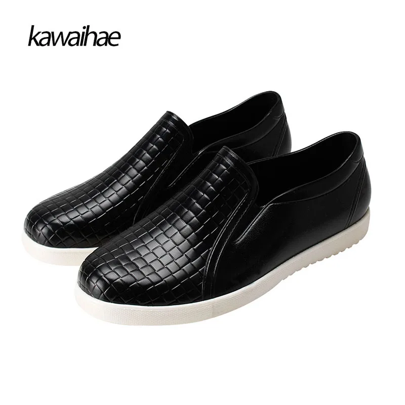 Rubber Shoes Waterproof Men s Rain font b Boots b font Comfortable Round Toe Black font